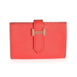 Hermès Rose Jaipur Epsom Mini Bearn Wallet GHW